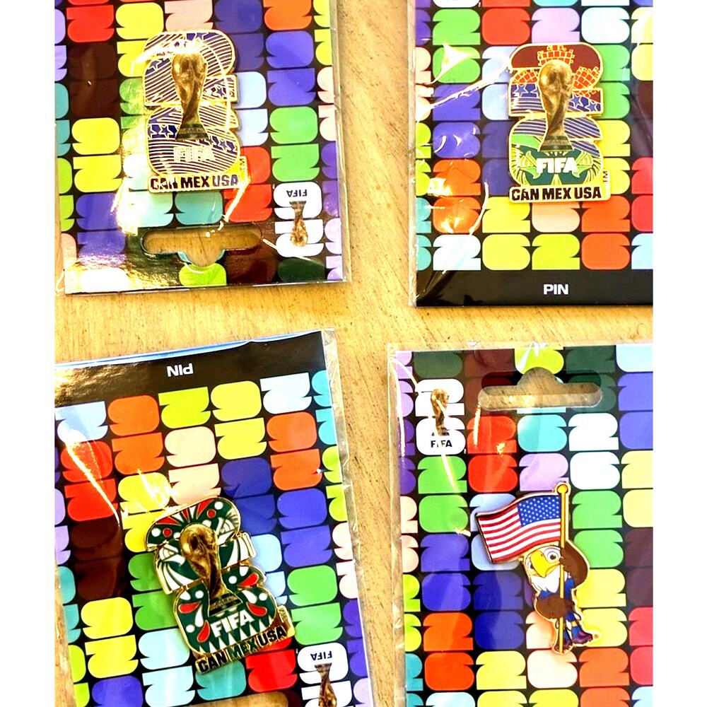 LOT 4 FIFA World Cup 2026 Official Pin Sealed Mascot Trophy CAN MEX USA NEW 4